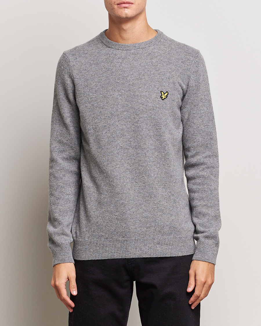 Herr |  | Lyle & Scott | Lambswool Crew Neck Pullover Mid Grey Melange