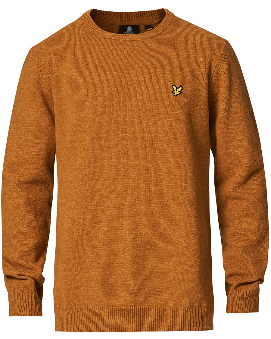 Herr | Tröjor | Lyle & Scott | Lambswool Crew Neck Pullover Caramel Marl