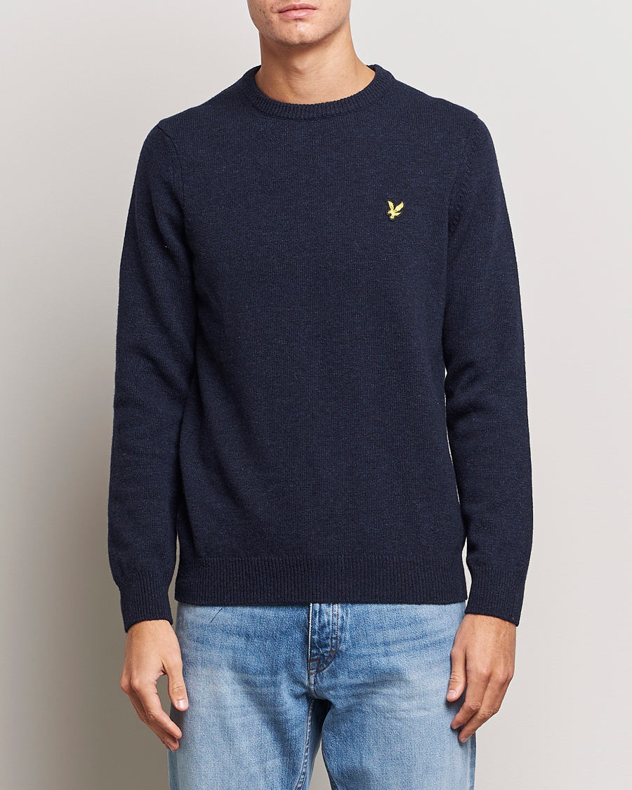 Herr | Tröjor | Lyle & Scott | Lambswool Crew Neck Pullover Dark Navy Marl