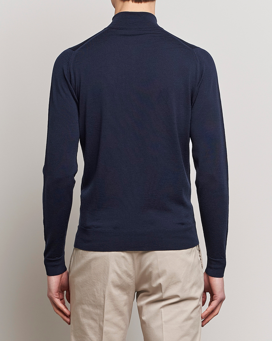 Herr | Tröjor | John Smedley | Barrow Extra Fine Merino Half Zip Midnight
