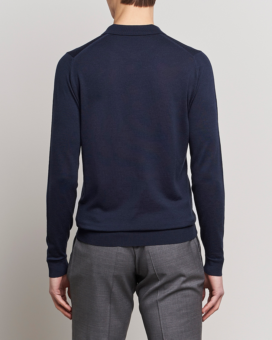 Herr | Tröjor | John Smedley | Belper Extra Fine Merino Polo Pullover Midnight