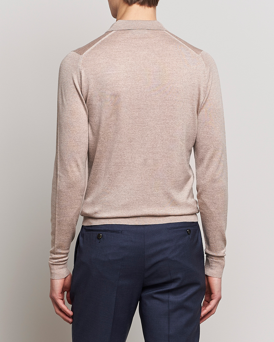 Herr | Tröjor | John Smedley | Belper Extra Fine Merino Polo Pullover Soft Fawn