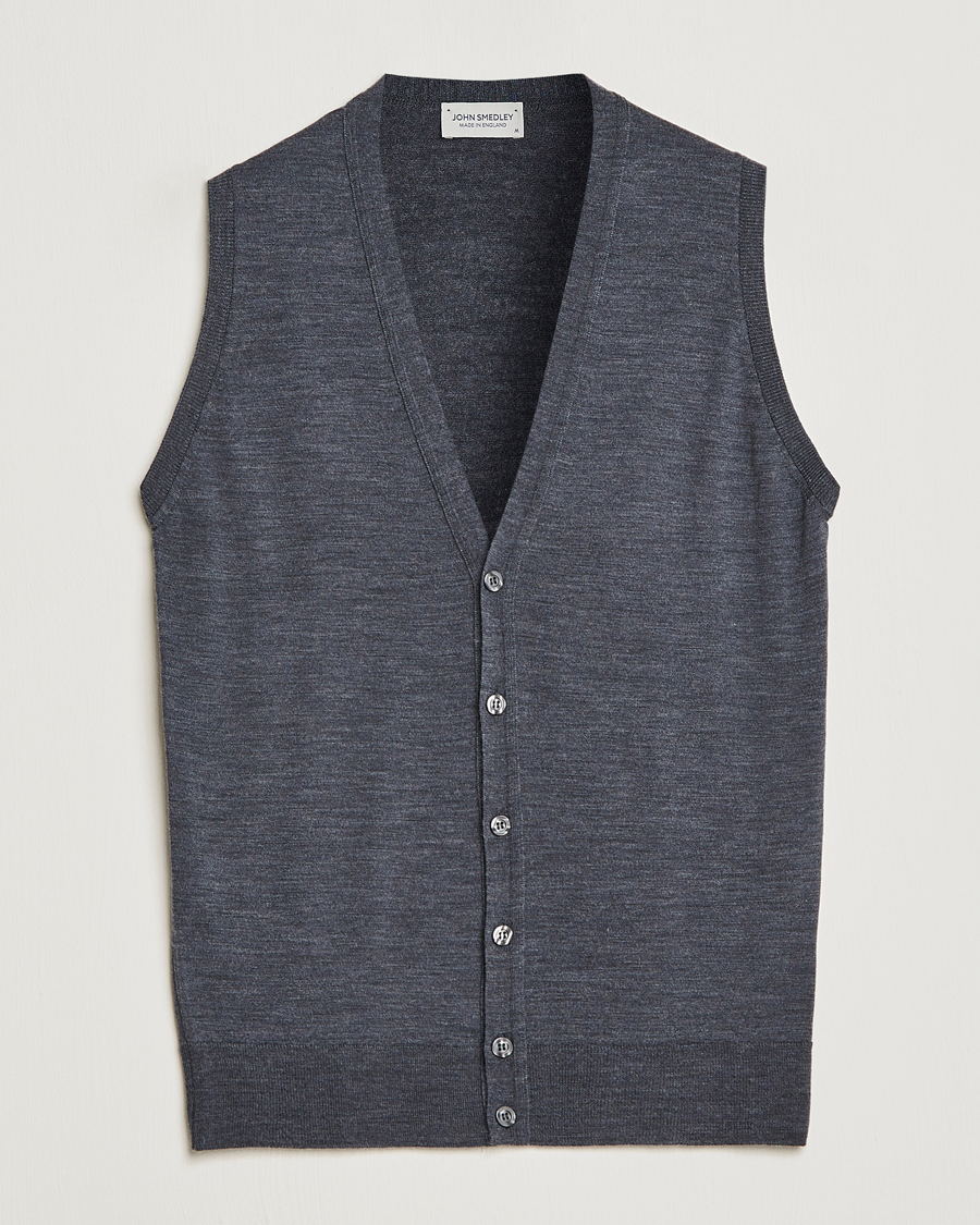 Herr | Tröjor | John Smedley | Huntswood Slim Fit Waistcoat Charcoal