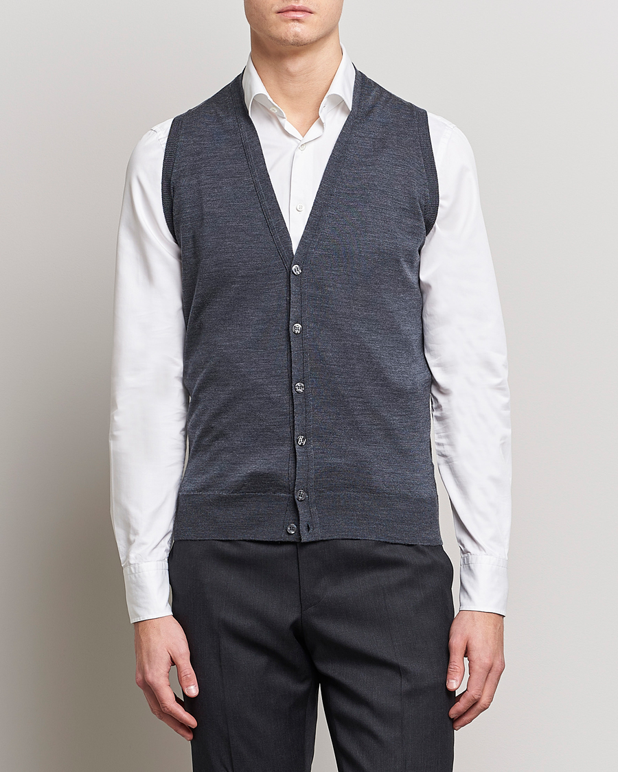 Herr | Avdelningar | John Smedley | Huntswood Slim Fit Waistcoat Charcoal