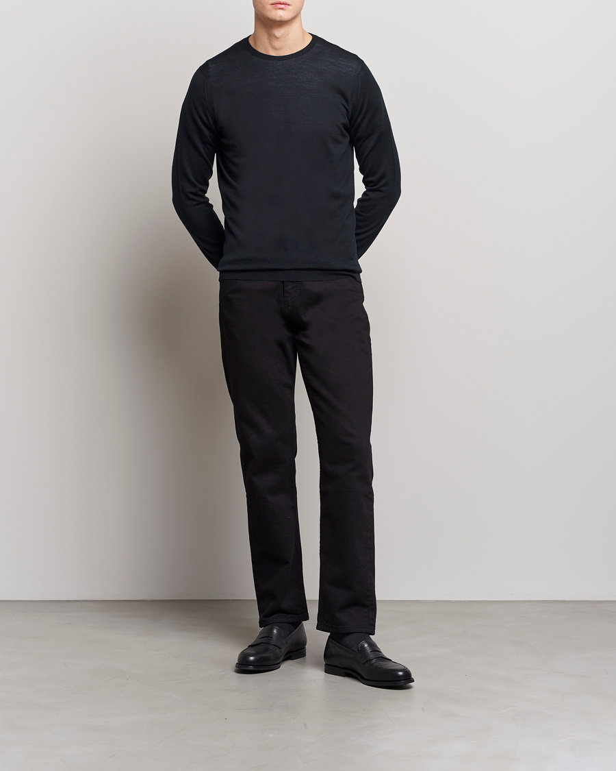Herr | Tröjor | John Smedley | Lundy Extra Fine Merino Crew Neck Black