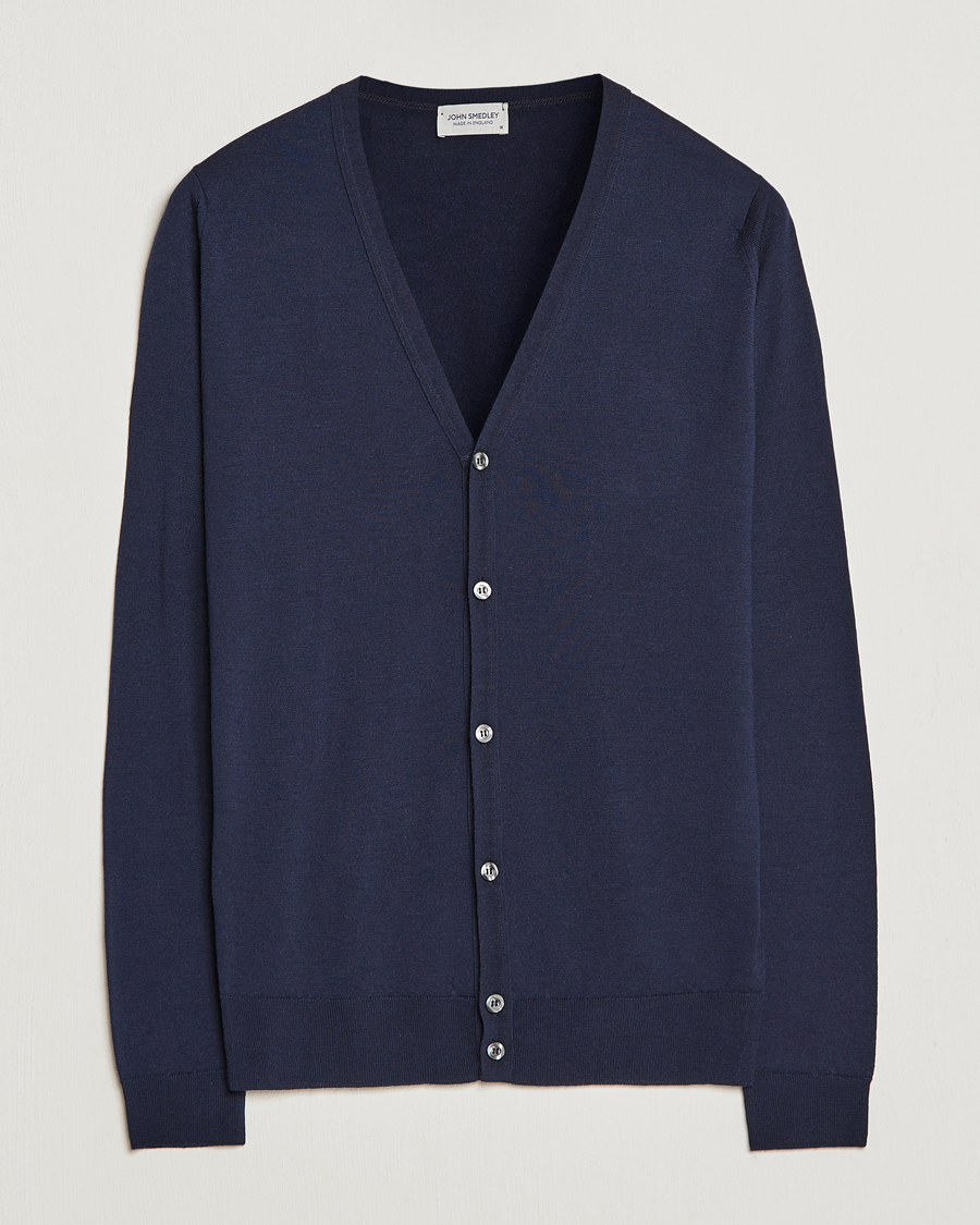 Herr | Tröjor | John Smedley | Petworth Extra Fine Merino Cardigan Midnight