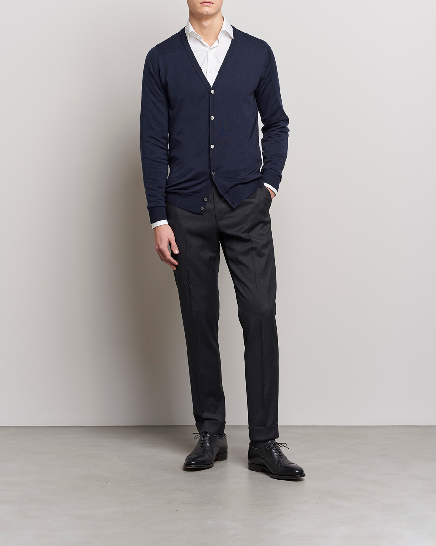 Herr | Tröjor | John Smedley | Petworth Extra Fine Merino Cardigan Midnight