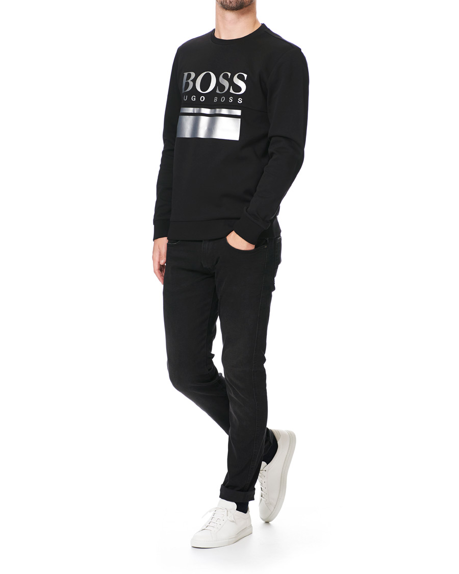Herr | Tröjor | BOSS GREEN | BOSS Athleisure Salbo Crew Neck Sweater Black/Silver