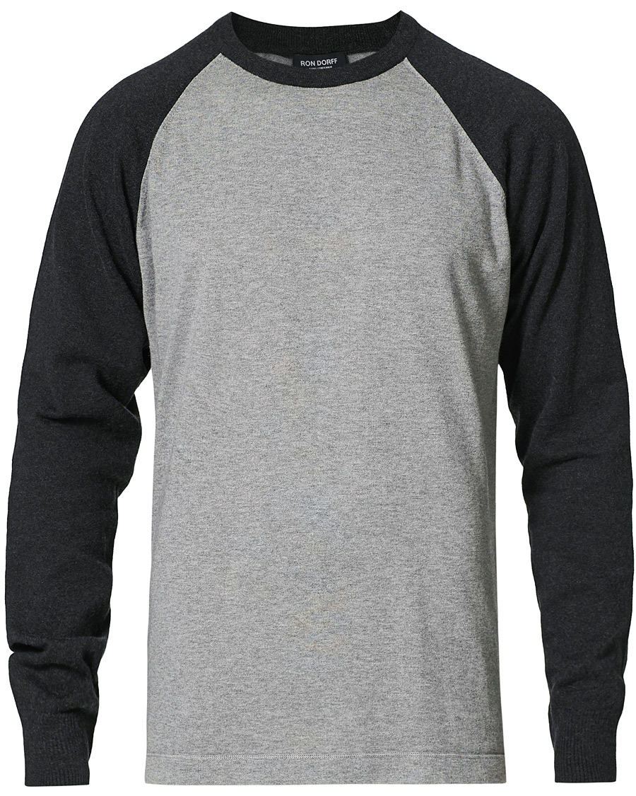 Herr | Ron Dorff Cotton/Cashmere Baseball Sweat Grey Melange | Ron Dorff | Cotton/Cashmere Baseball Sweat Grey Melange
