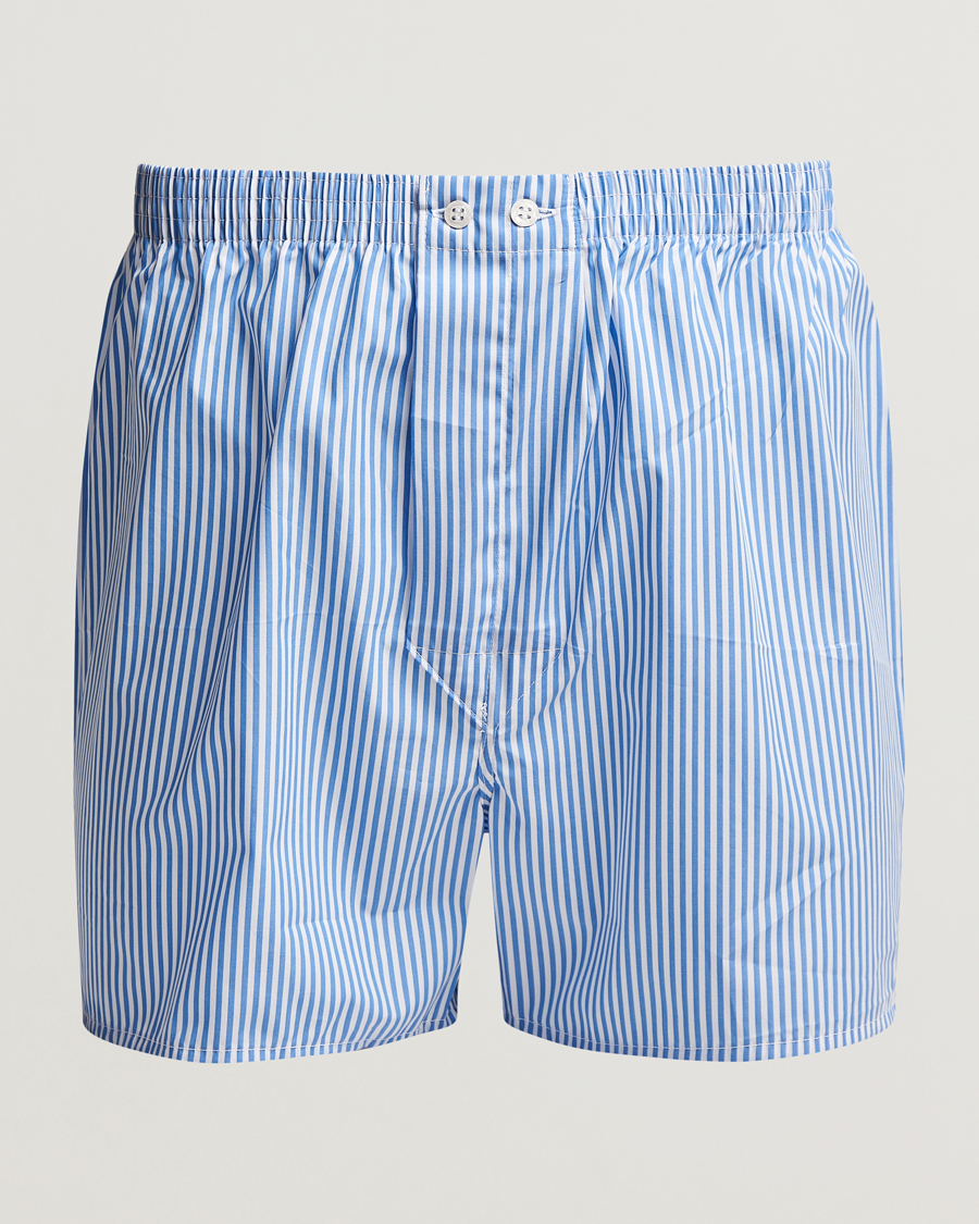 Herr |  | Derek Rose | Classic Fit Cotton Boxer Shorts Blue Stripe