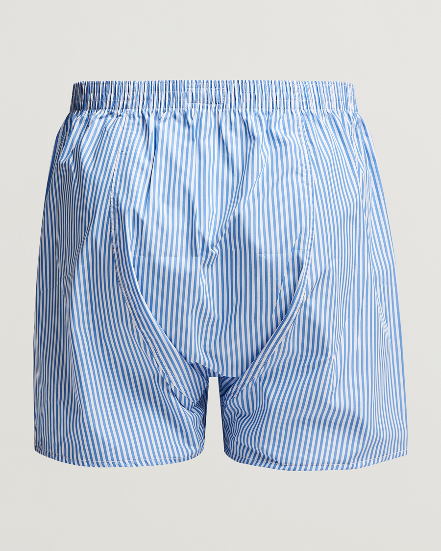 Herr | Loungewear | Derek Rose | Classic Fit Cotton Boxer Shorts Blue Stripe