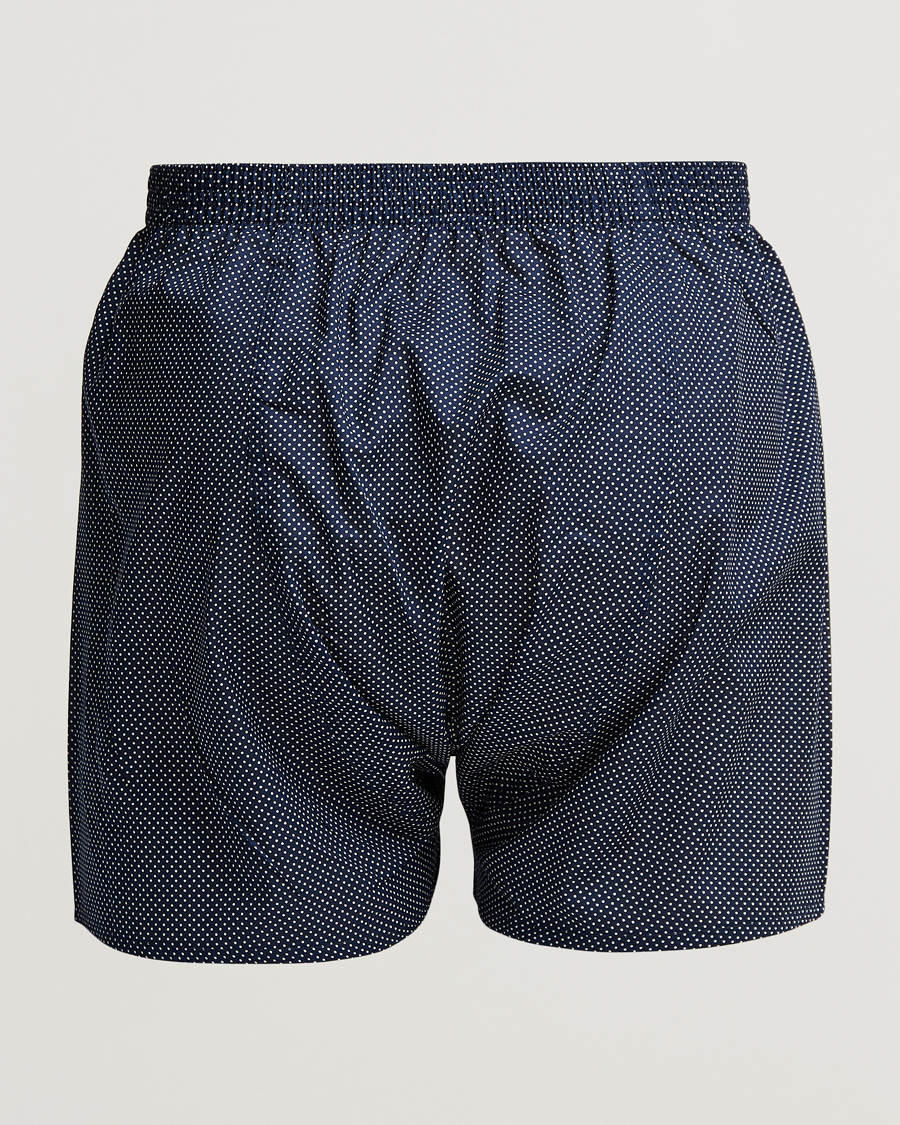 Herr | Loungewear | Derek Rose | Classic Fit Cotton Boxer Shorts Navy Polka Dot