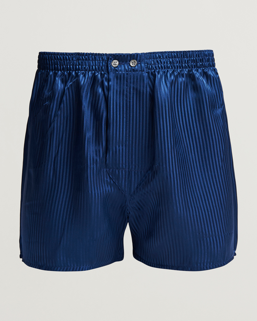 Herr | Underkläder | Derek Rose | Classic Fit Silk Boxer Shorts Navy