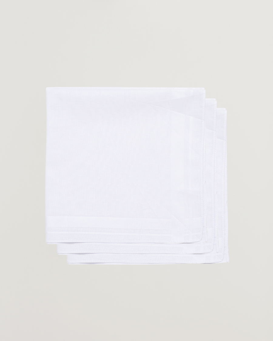 Herr | Näsdukar | Amanda Christensen | 3-Pack Cotton Pocket Square White