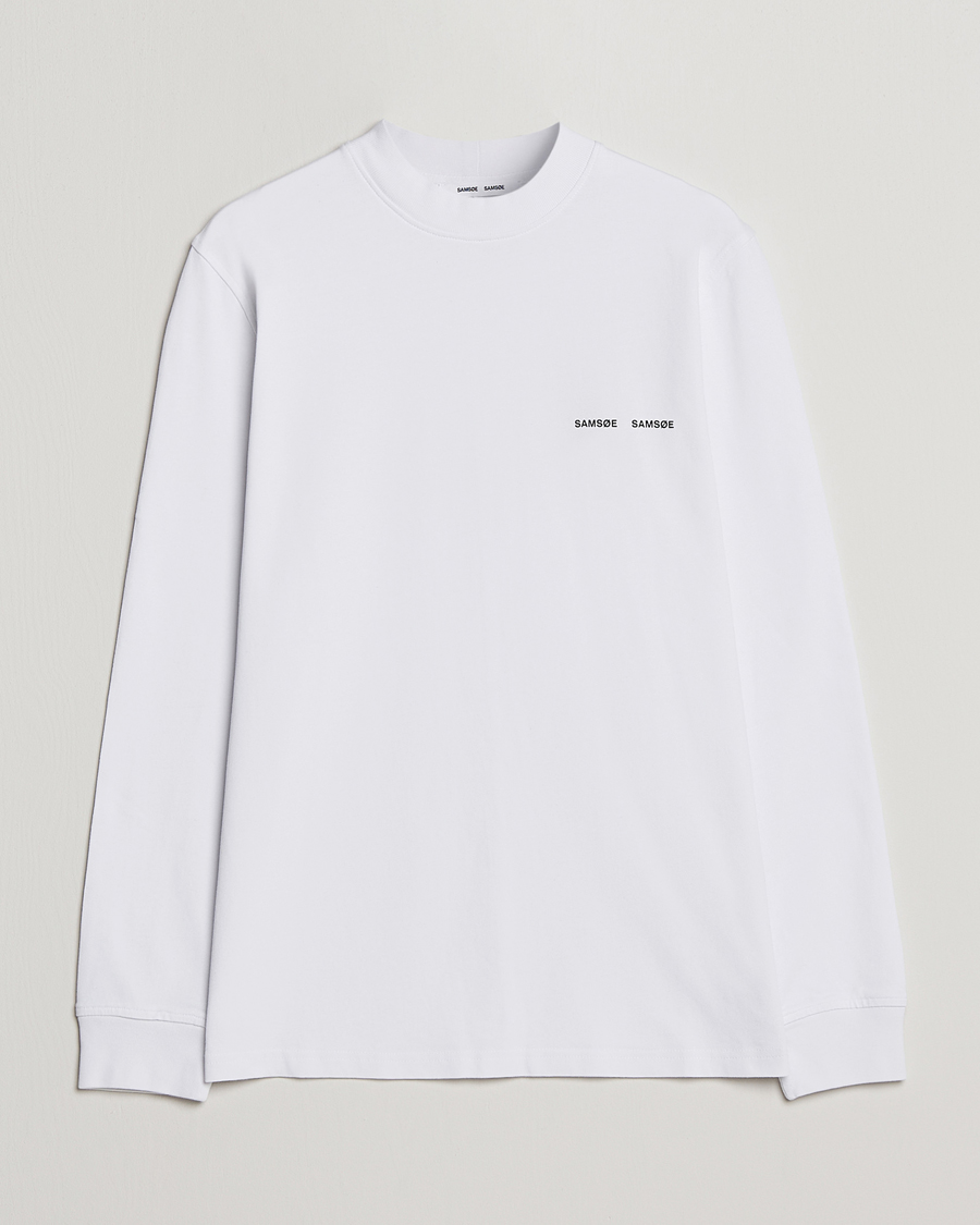 Herr | T-Shirts | Samsøe Samsøe | Samsøe & Samsøe Norsbro Long Sleeve Organic Cotton Tee White