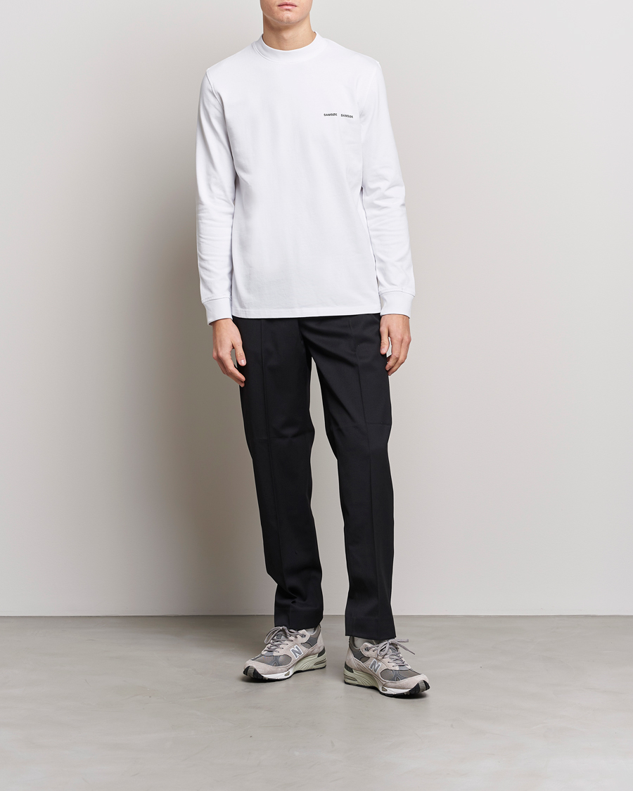 Herr | T-Shirts | Samsøe Samsøe | Samsøe & Samsøe Norsbro Long Sleeve Organic Cotton Tee White