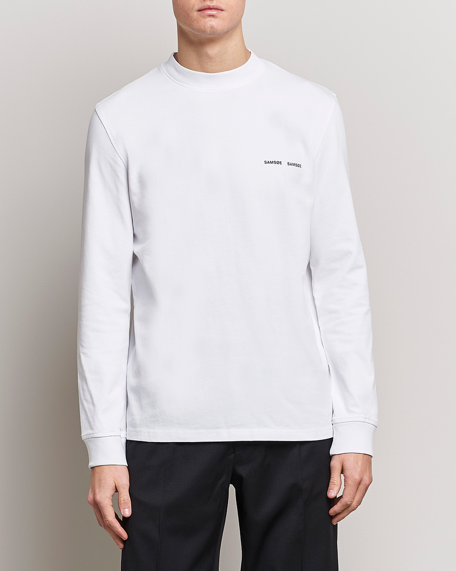 Herr | T-Shirts | Samsøe Samsøe | Samsøe & Samsøe Norsbro Long Sleeve Organic Cotton Tee White