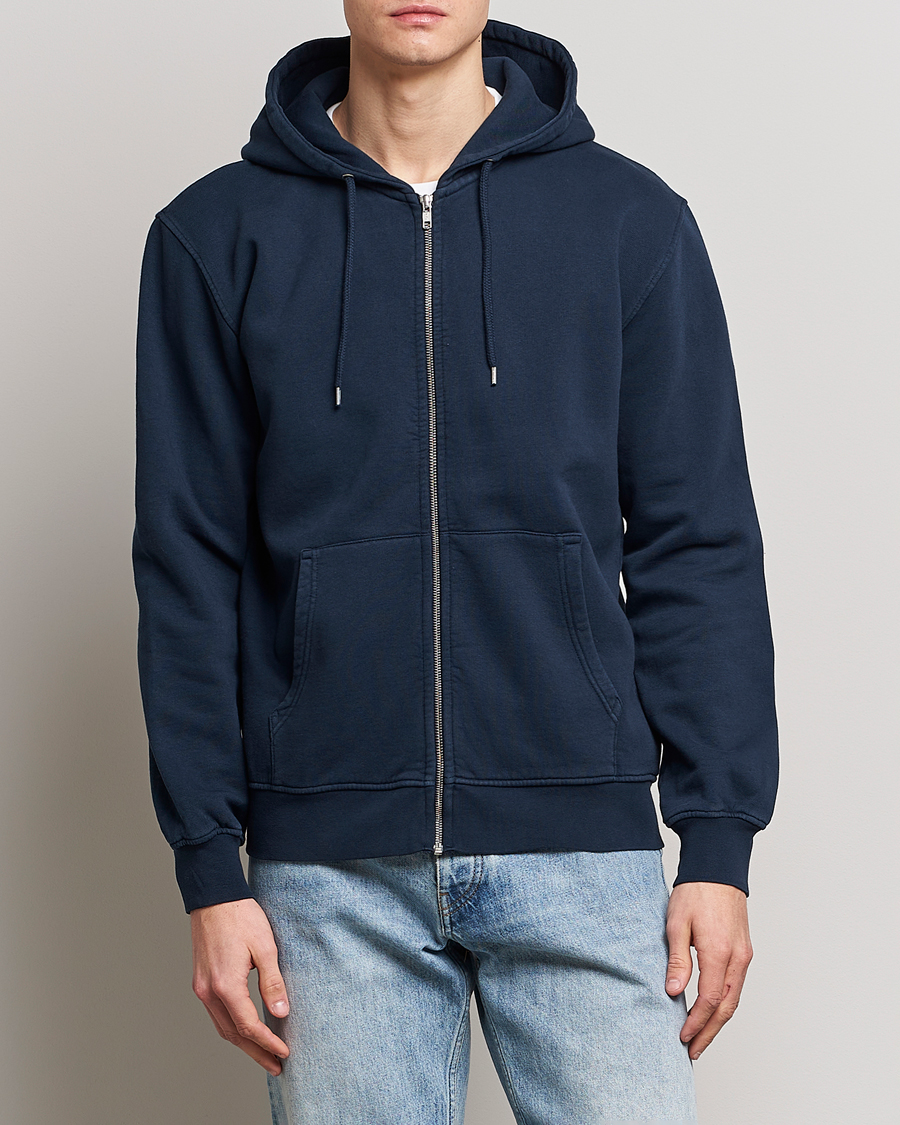 Herr | För mer medvetna val | Colorful Standard | Classic Organic Full Zip Hood Navy Blue