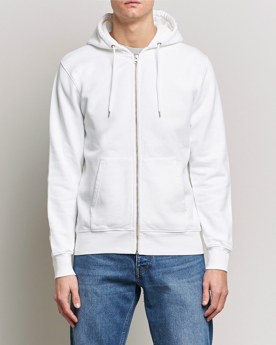 Herr | Huvtröjor | Colorful Standard | Classic Organic Full Zip Hood Optical White