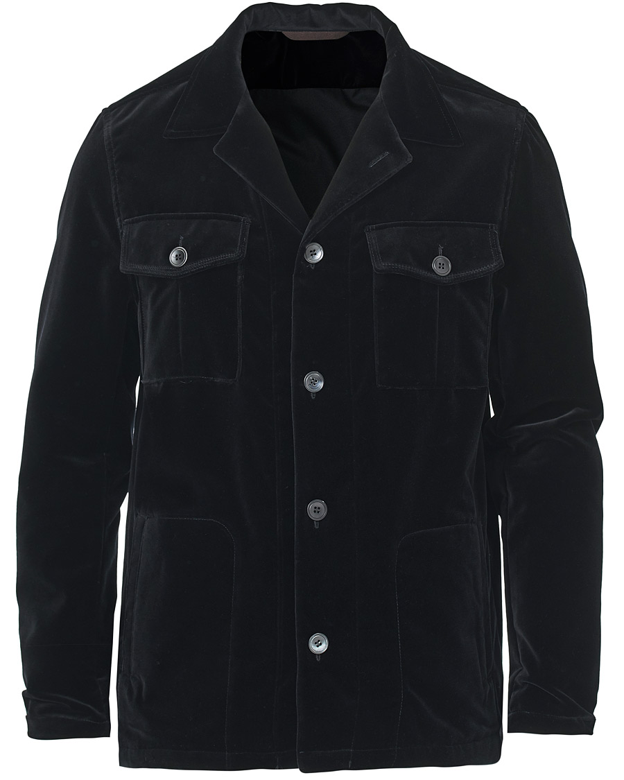 Herr | Skjortor | Oscar Jacobson | Holger Velvet Shirt Jacket Black
