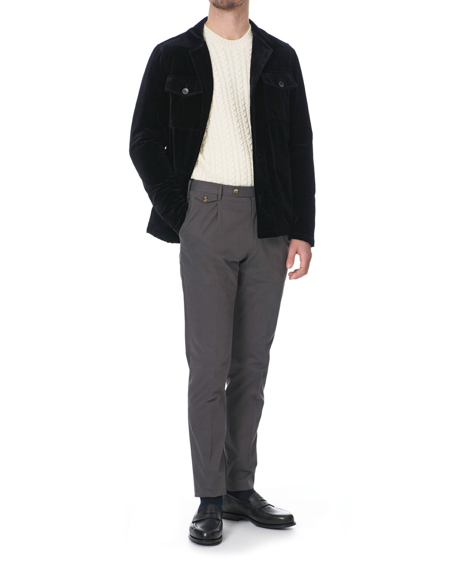 Herr | Skjortor | Oscar Jacobson | Holger Velvet Shirt Jacket Black