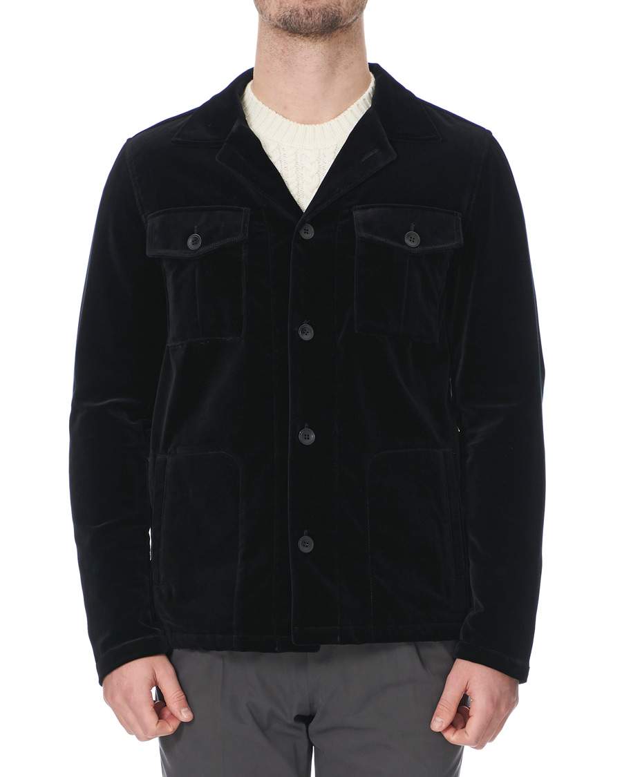 Herr | Skjortor | Oscar Jacobson | Holger Velvet Shirt Jacket Black