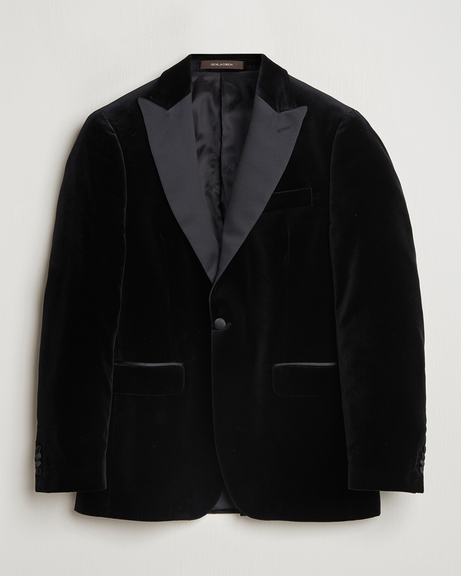 Herr | Kavajer | Oscar Jacobson | Frampton Velvet Tuxedo Blazer Black