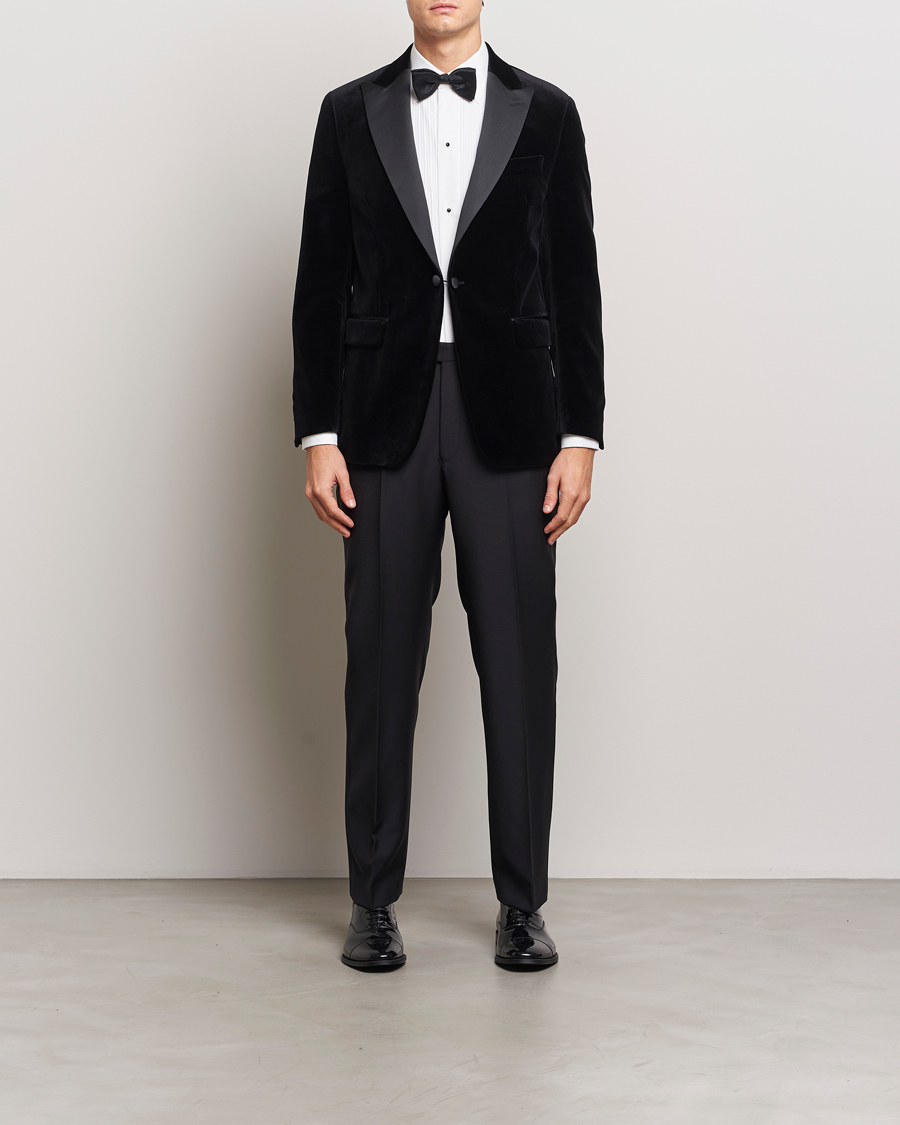 Herr | Kavajer | Oscar Jacobson | Frampton Velvet Tuxedo Blazer Black