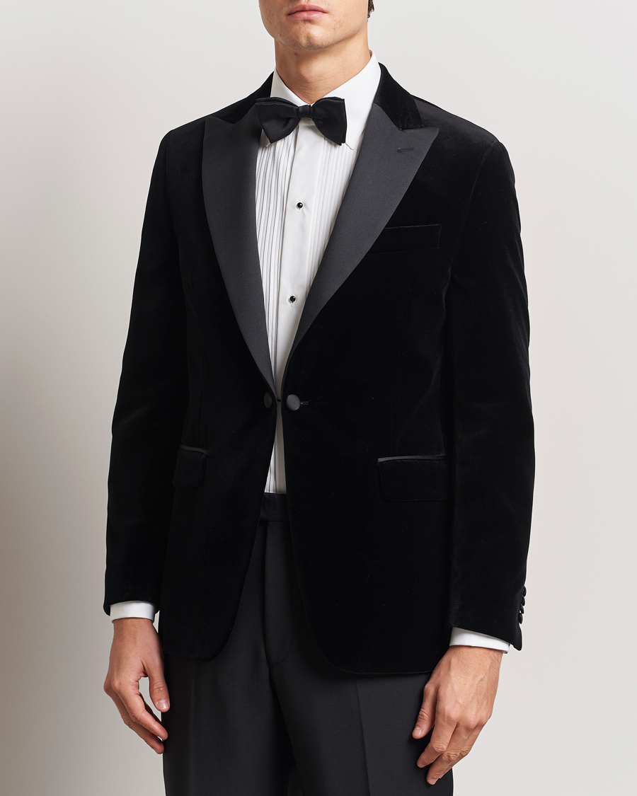 Herr | Kavajer | Oscar Jacobson | Frampton Velvet Tuxedo Blazer Black