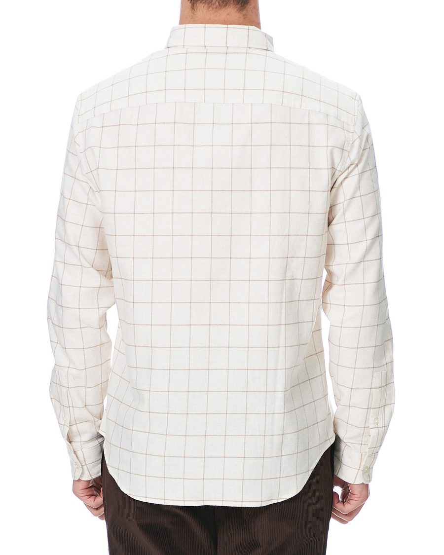 Herr | Skjortor | Club Monaco | Checked Button Down Flannel Shirt Ivory XXL