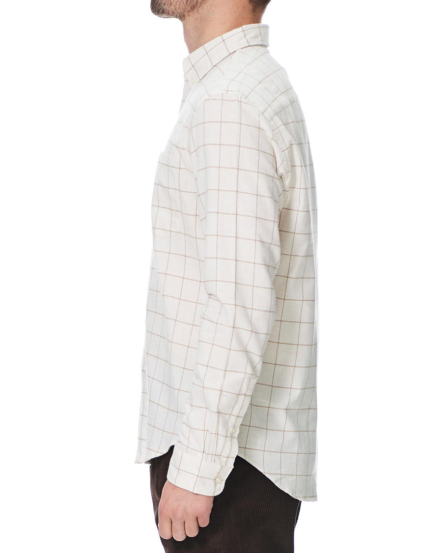 Herr | Skjortor | Club Monaco | Checked Button Down Flannel Shirt Ivory XXL