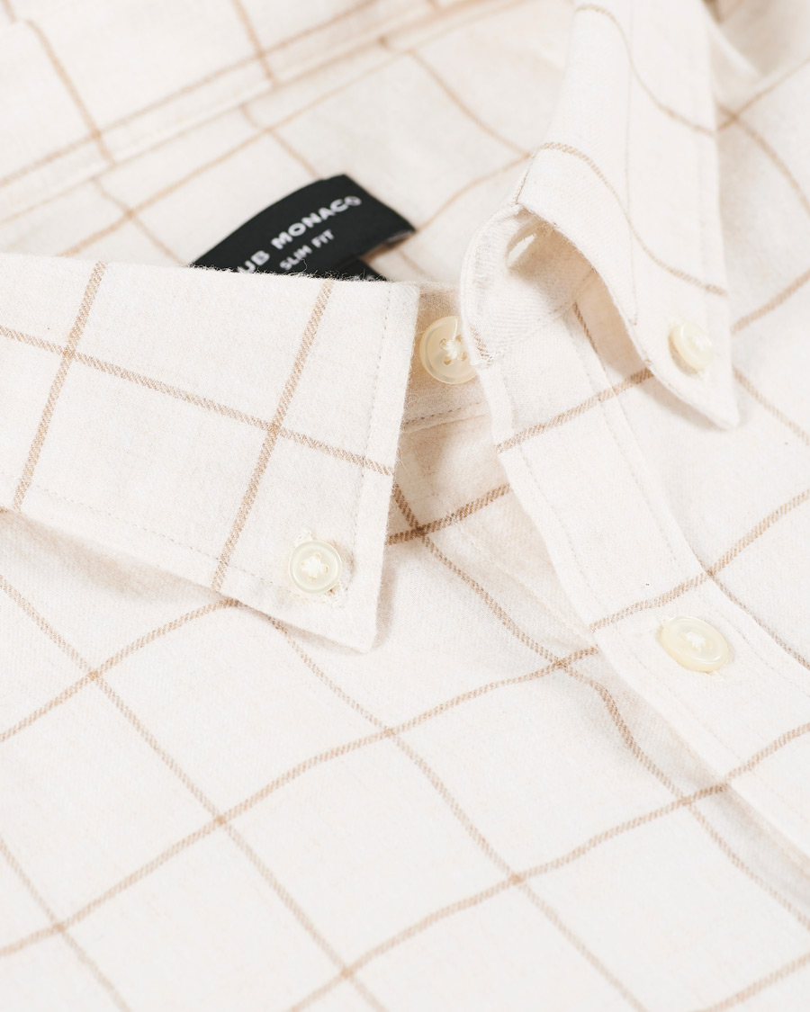 Herr | Skjortor | Club Monaco | Checked Button Down Flannel Shirt Ivory XXL