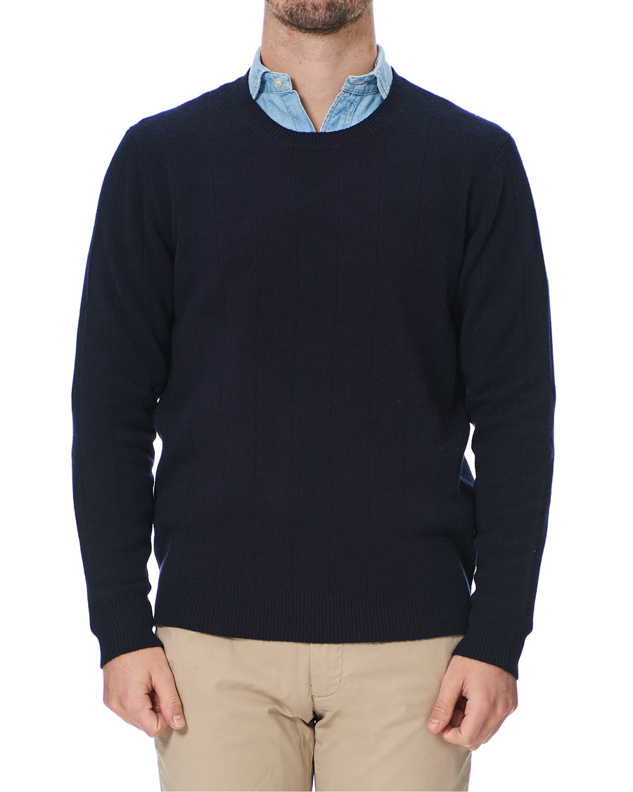 Herr | Tröjor | Club Monaco | Cashmere Blend Needle Stitched Sweater Navy