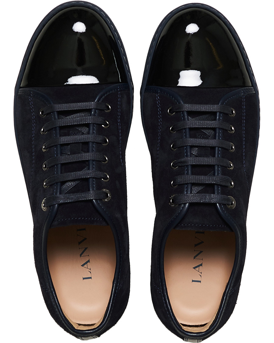 Herr | Lanvin Patent Captoe Sneaker Dark Blue/Dark Blue | Lanvin | Patent Captoe Sneaker Dark Blue/Dark Blue