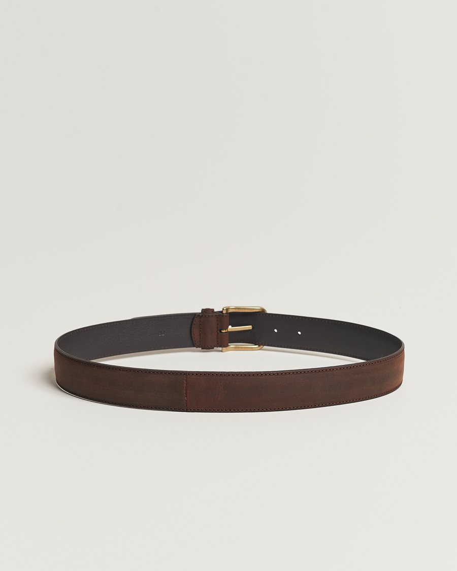 Herr | Accessoarer | Crockett & Jones | 3,5 cm Belt Dk Brown Rough-Out Suede