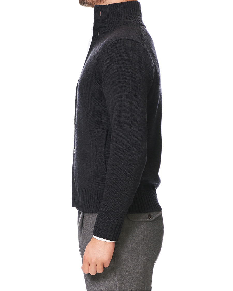 Herr | Tröjor | Zanone | Virgin Merino Wool Chioto Cardigan Charcoal