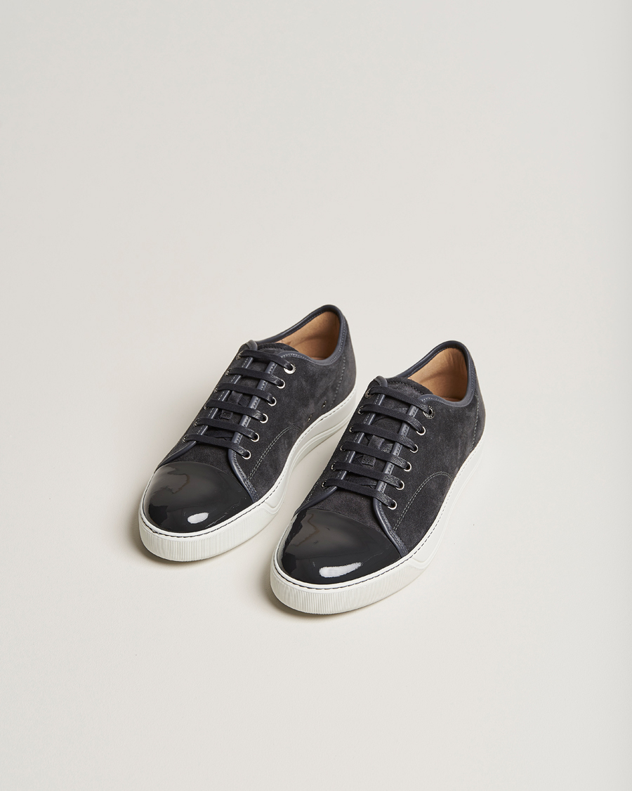 Herr | Mockaskor | Lanvin | Patent Cap Toe Sneaker Dark Grey