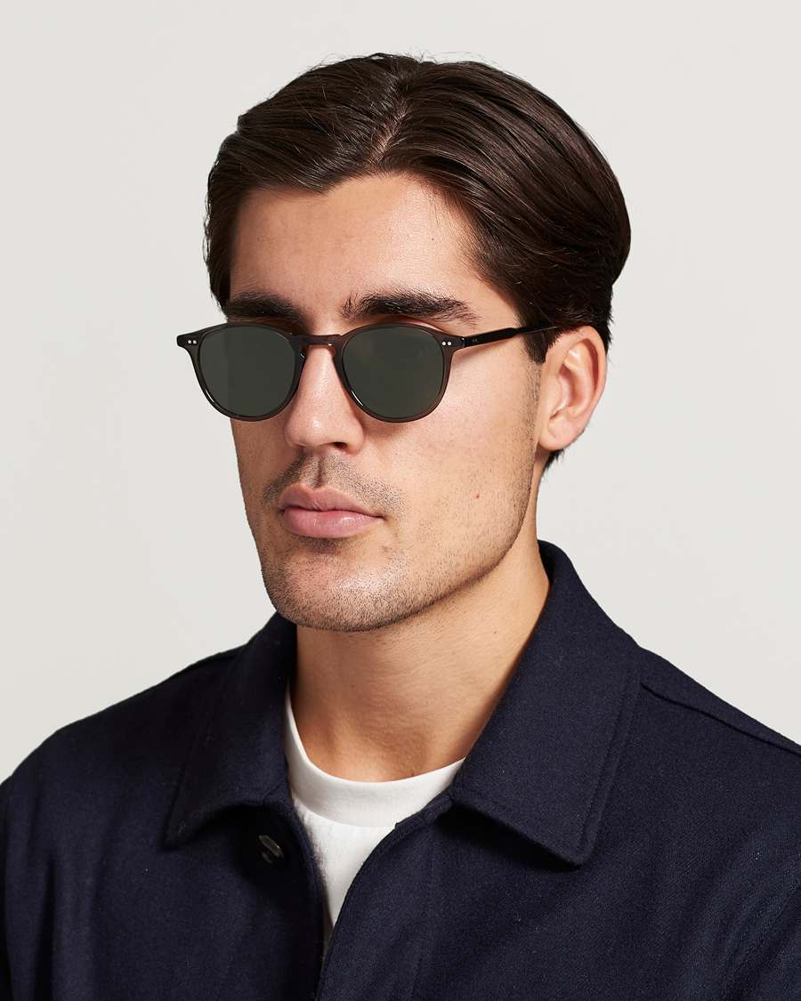 Herr | Runda solglasögon | Garrett Leight | Hampton 46 Sunglasses Black Glass