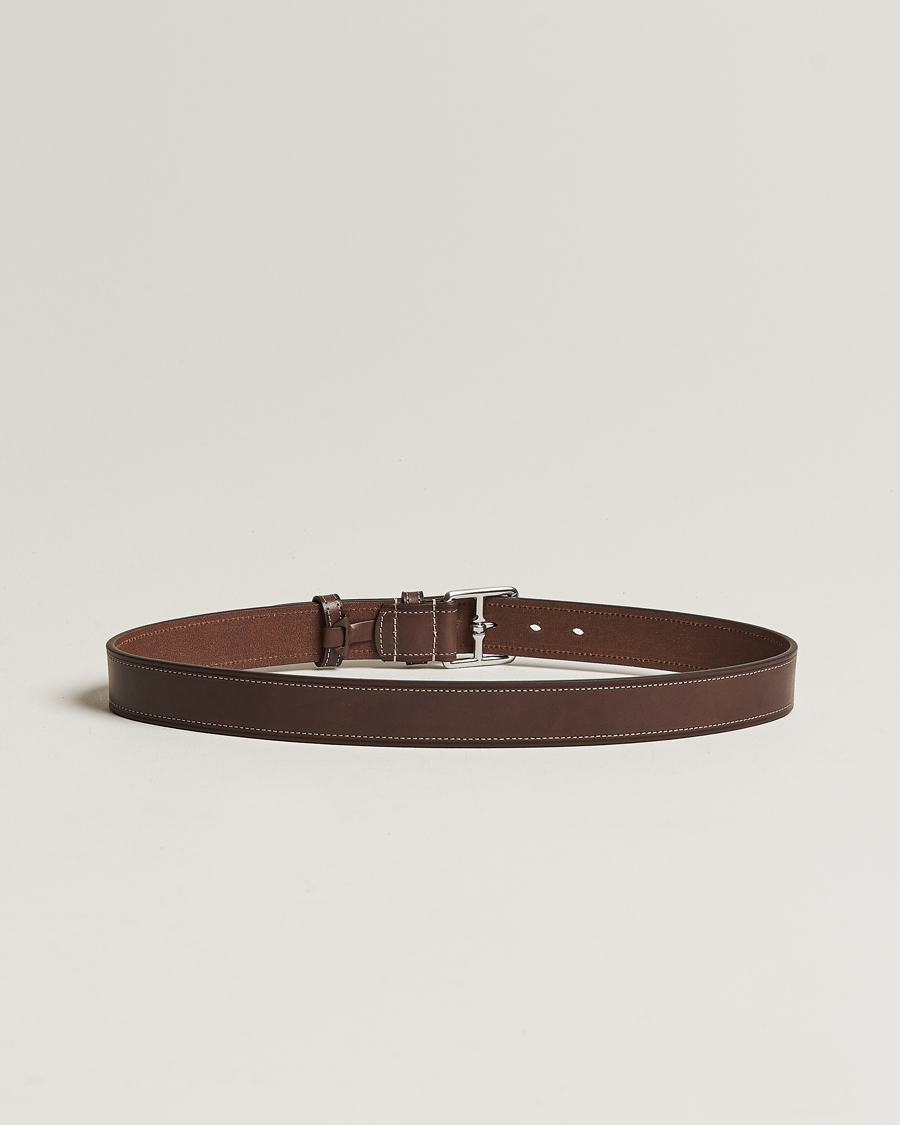 Herr | Kostym Bröllop | Anderson's | Bridle Stiched 3,5 cm Leather Belt Brown
