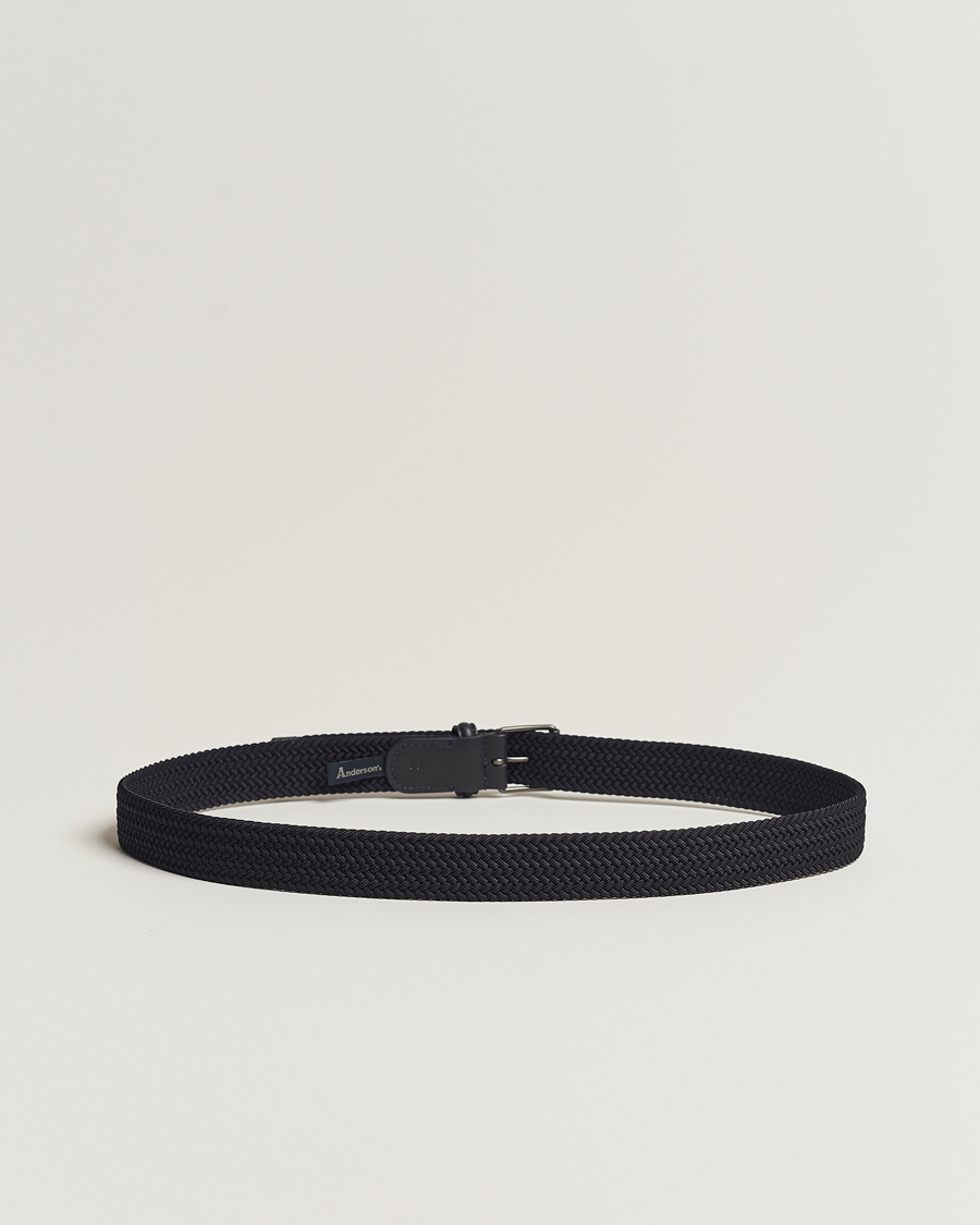 Herr | Accessoarer | Anderson's | Elastic Woven 3 cm Belt Navy