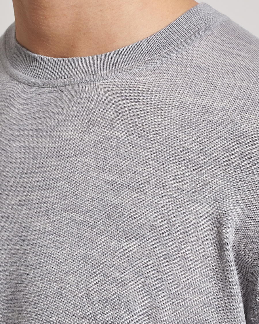 Herr | Tröjor | Samsøe Samsøe | Flemming Superfine Merino Wool Crew Neck Grey Melange
