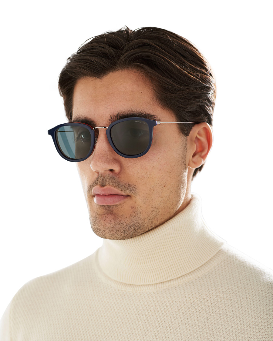 Herr | Runda solglasögon | Moncler Lunettes | ML0126 Sunglasses Blue/Red