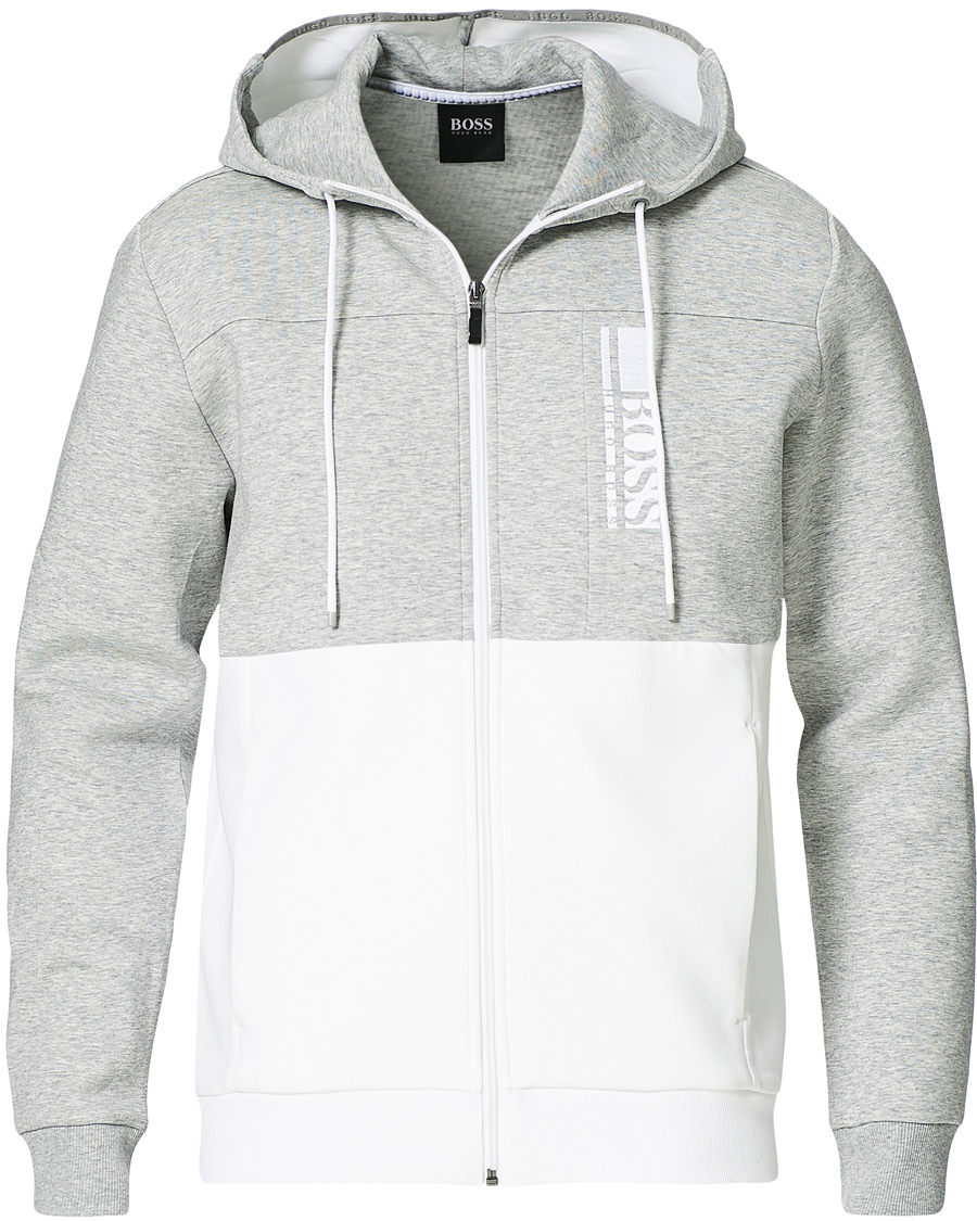 Herr | Tröjor | BOSS GREEN | BOSS Athleisure Saggy Full Zip Hoodie Grey/White