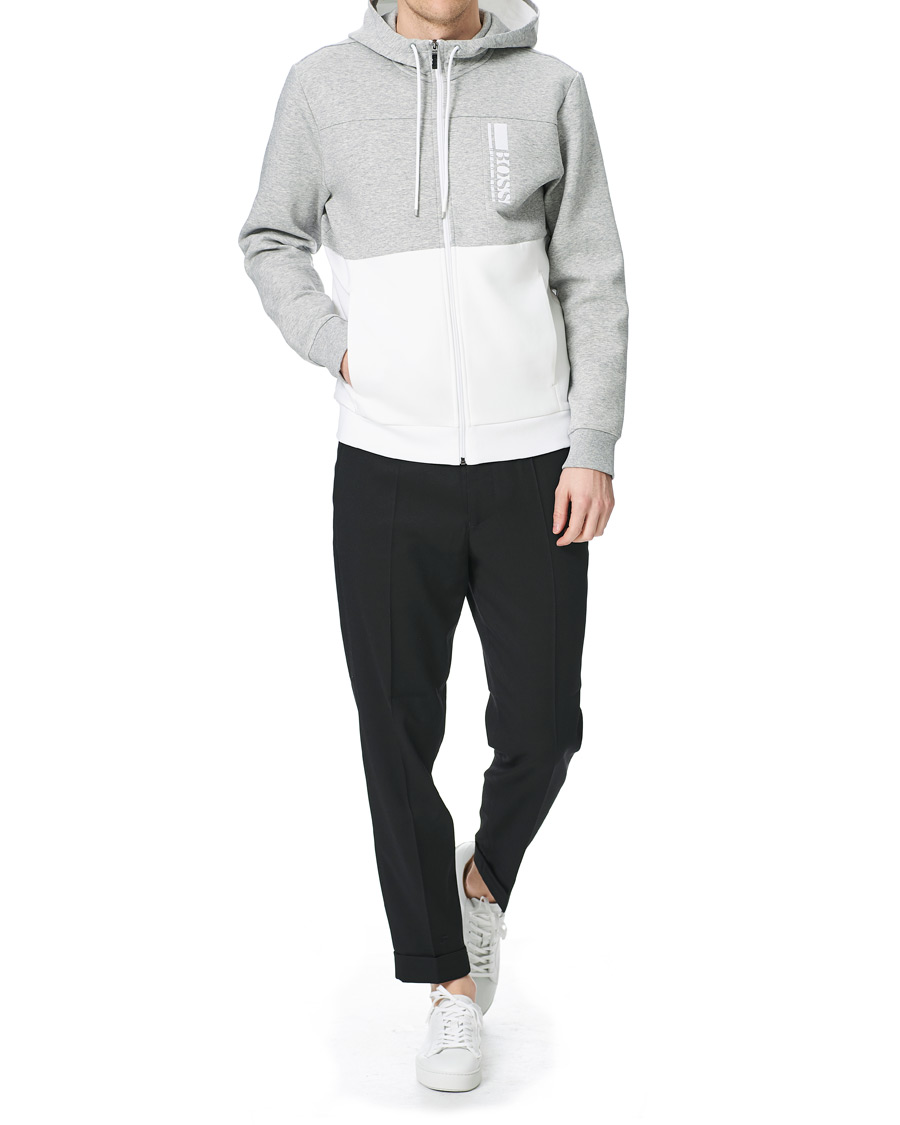 Herr | Tröjor | BOSS GREEN | BOSS Athleisure Saggy Full Zip Hoodie Grey/White