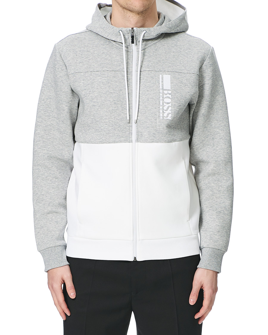Herr | Tröjor | BOSS GREEN | BOSS Athleisure Saggy Full Zip Hoodie Grey/White