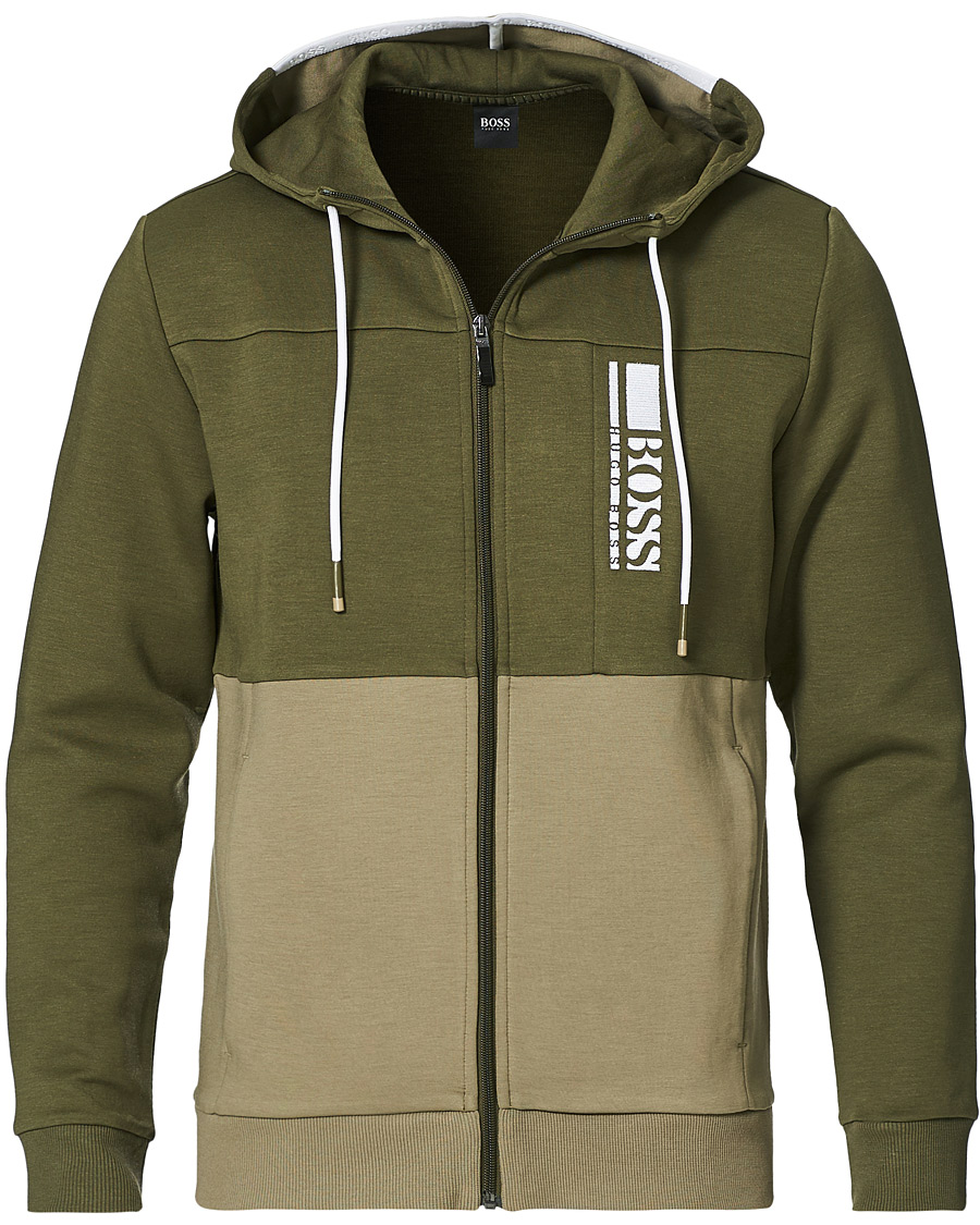 Herr | Tröjor | BOSS GREEN | BOSS Athleisure Saggy Full Zip Hoodie Dark Green