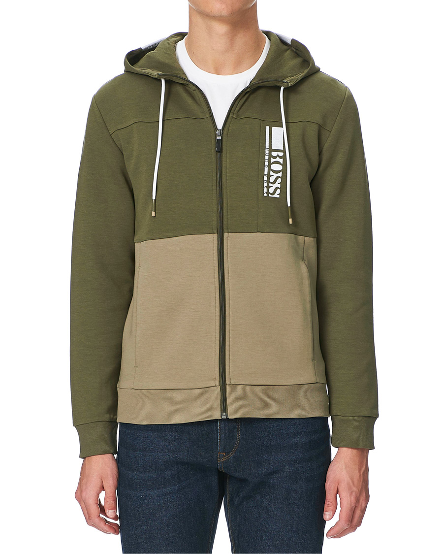 Herr | Tröjor | BOSS GREEN | BOSS Athleisure Saggy Full Zip Hoodie Dark Green