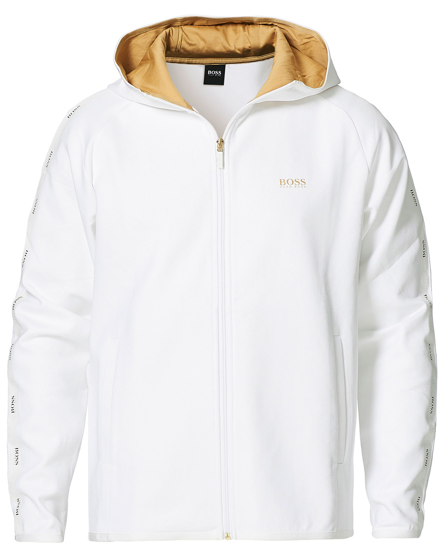 Herr | Tröjor | BOSS GREEN | BOSS Athleisure Saggy Taped Full Zip Hoodie White
