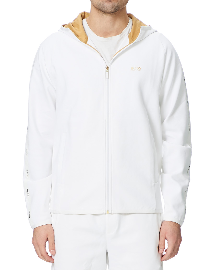 Herr | Tröjor | BOSS GREEN | BOSS Athleisure Saggy Taped Full Zip Hoodie White