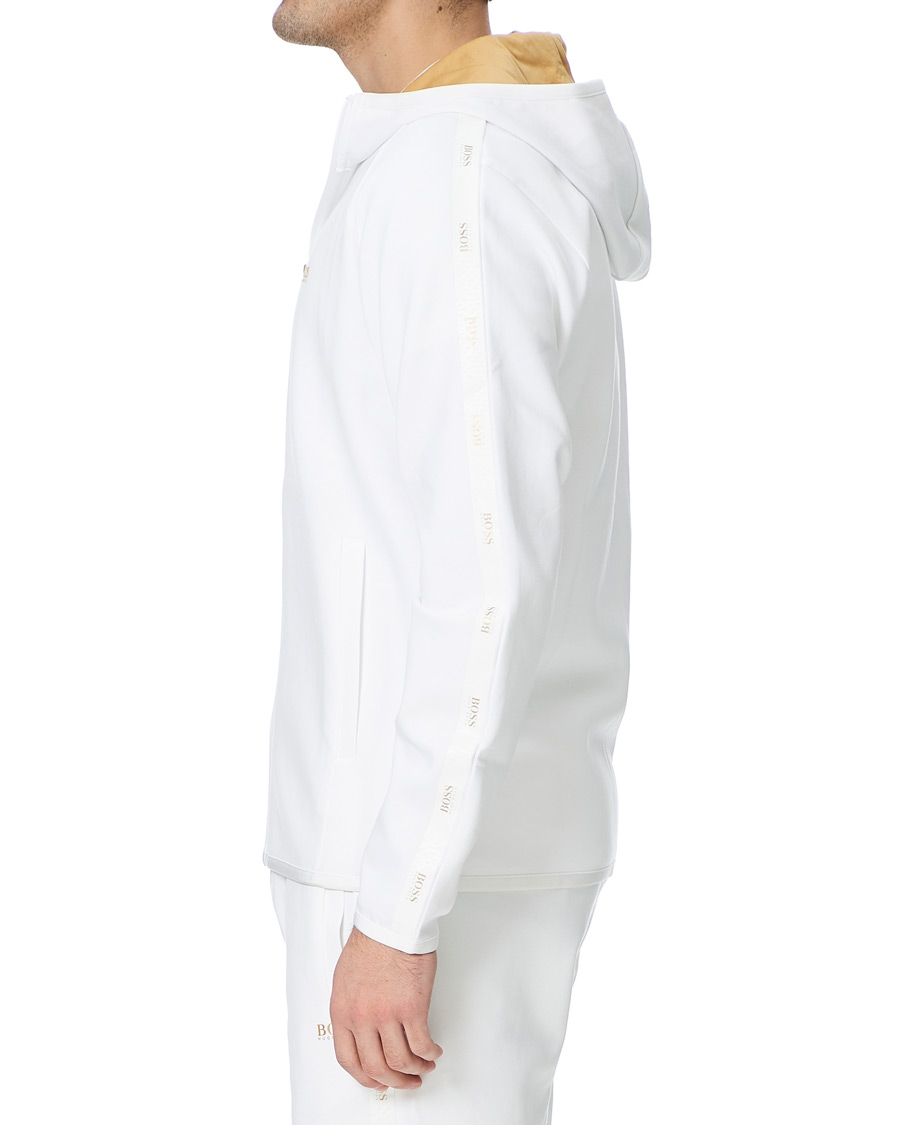 Herr | Tröjor | BOSS GREEN | BOSS Athleisure Saggy Taped Full Zip Hoodie White
